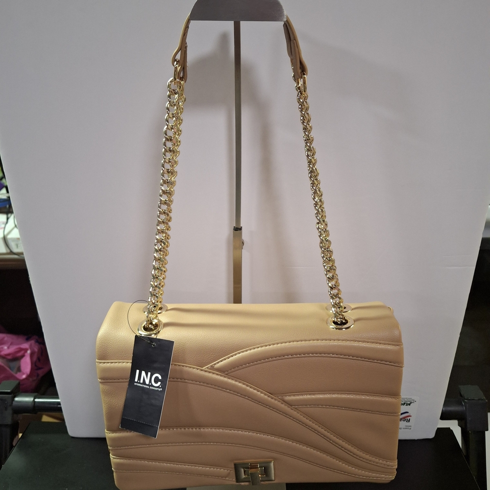 INC International Concepts Beige Quilted Shoulder Bag